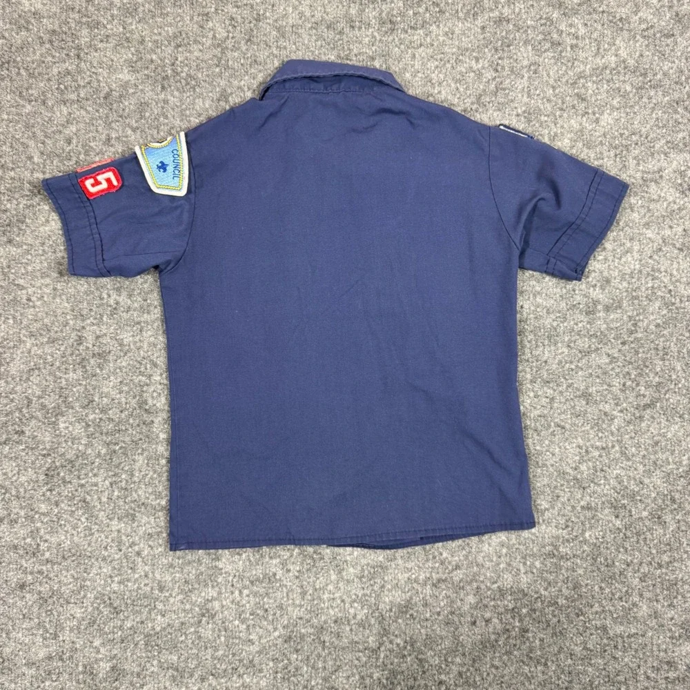 Boy Scouts of America Uniform Shirt Vintage Patches Boys Size 8 Blue Cotton GUC